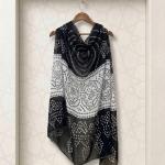 Premium Black & White Bandhani Cotton Orna – Elegant Traditional Wear