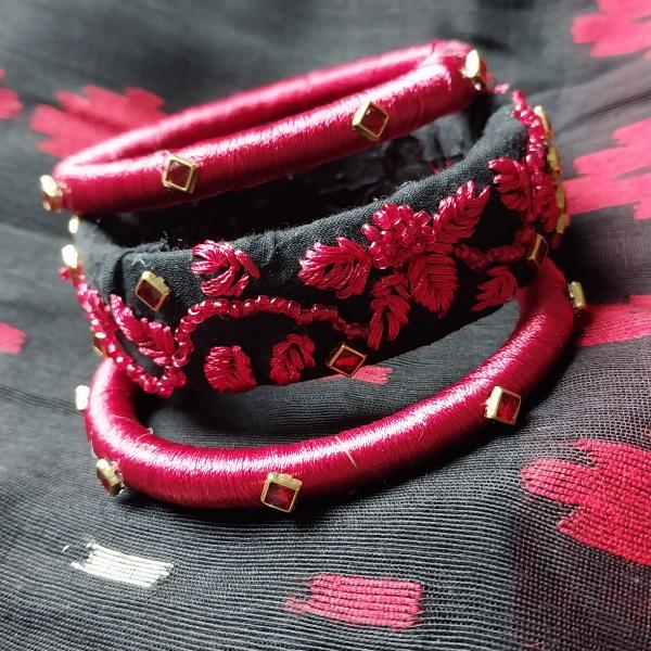 Elegant Handmade Red & Black Designer Bangles Set – Traditional Ethnic Fashion Jewelry