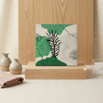 অ্যাবস্ট্রাক্ট বোটানিক্যাল মিনি ক্যানভাস আর্ট – "সবুজ পাতায় আঁকিবুঁকি"